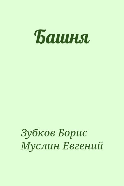 Зубков Борис, Муслин Евгений - Башня